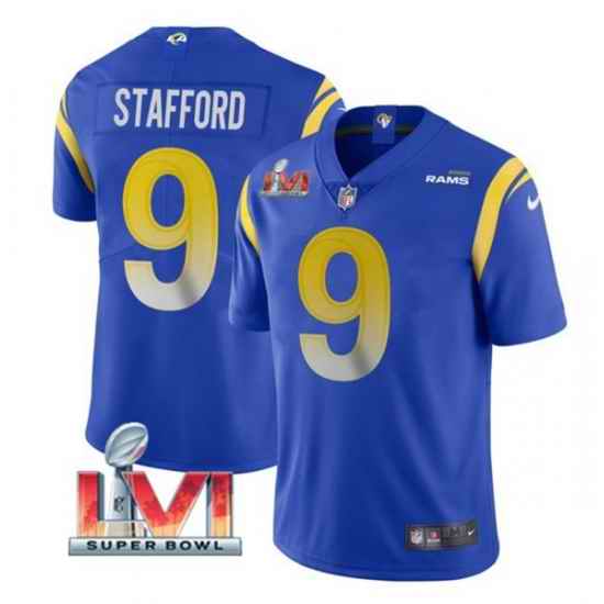 Nike Los Angeles Rams #9 Matthew Stafford Royal 2022 Super Bowl LVI Vapor Limited Jersey->los angeles rams->NFL Jersey