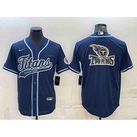 Men Tennessee Titans Navy Team Big Logo With Patch Cool Base Stitched Baseball Jersey->washington commanders->NFL Jersey