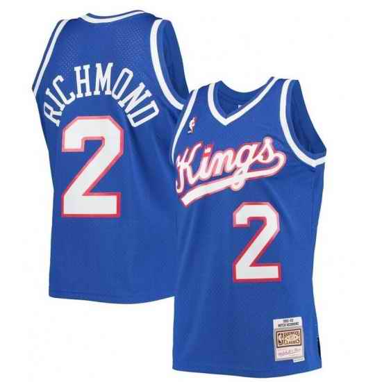 Men NBA Kings Mitch Richmond #2 Hardwood Classics Mitchell Ness Blue Jersey->women mlb jersey->Women Jersey