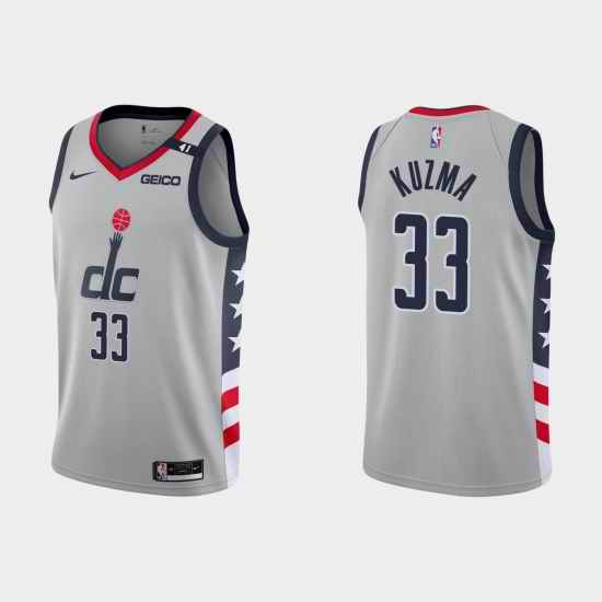 Men Nike Washington Wizards  Kyle Kuzm #33 Gray Stitched NBA Jersey->oklahoma city thunder->NBA Jersey