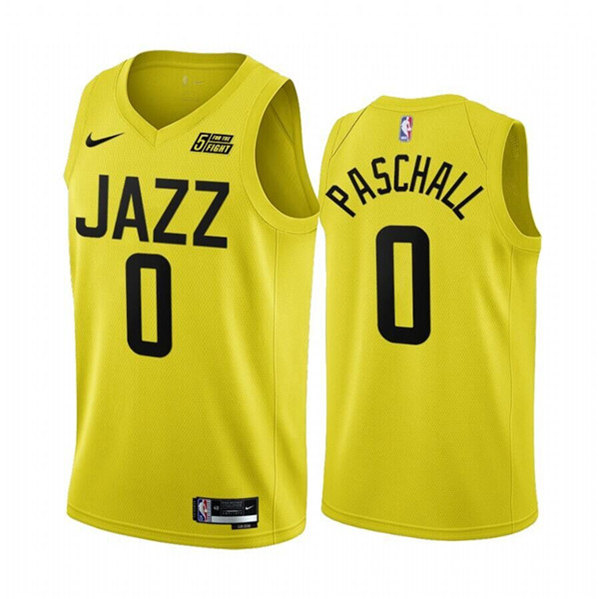 Men's Utah Jazz #0 Eric Paschall Yellow 2022/23 Association Edition Stitched Basketball Jersey->utah jazz jerseys->NBA Jersey