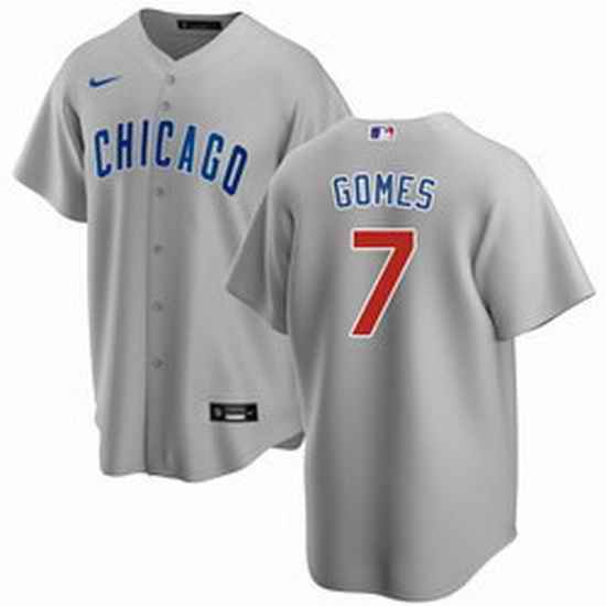 Men Chicago Cubs #7 Yan Gomes Grey Cool Base Stitched Baseball jersey->chicago cubs->MLB Jersey