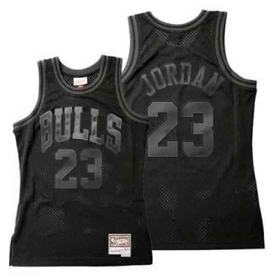 Men Chicago Bulls Michael Jordan Mitchell Ness All Black Basketball Jersey->youth nba jersey->Youth Jersey