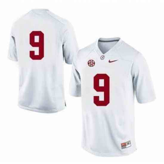 Men's Nike Alabama Crimson Tide NO.9 Replica White NCAA Jersey->ohio state buckeyes->NCAA Jersey