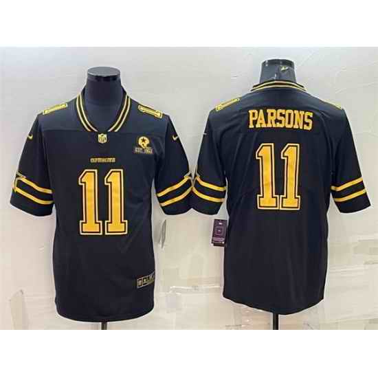Men Dallas Cowboys #11 Micah Parsons Black Gold Edition With 1960 Patch Limited Stitched Football Jersey->dallas cowboys->NFL Jersey