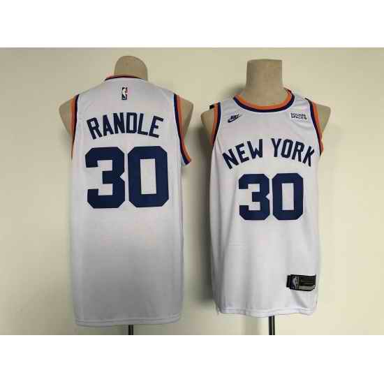 Men's Nike New York Knicks #30 Julius Randle White Stitched Basketball Jersey->toronto raptors->NBA Jersey