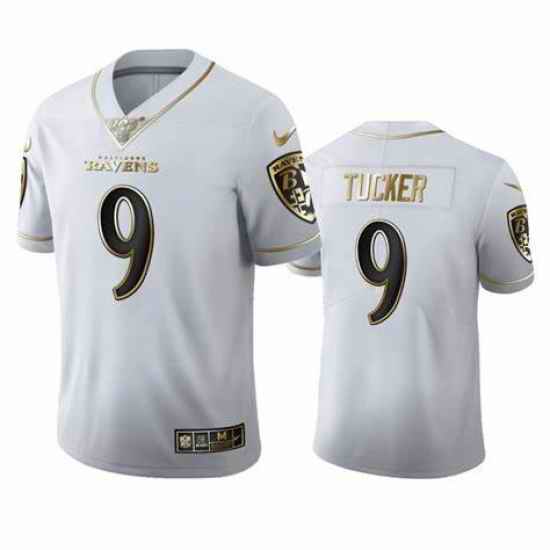 Men's Ravens Justin Tucker White 100th Season Golden Edition Jersey->baltimore ravens->NFL Jersey