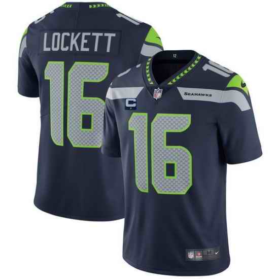 Men Seattle Seahawks 2022 #16 Tyler Lockett Navy With 1-star C Patch Vapor Untouchable Limited Stitched NFL Jersey->new york giants->NFL Jersey