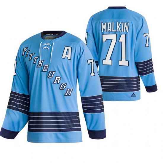 Men Pittsburgh Penguins #71 Evgeni Malkin 2022 Blue Classics Stitched jersey->san jose sharks->NHL Jersey