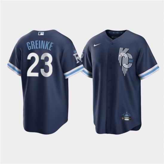 Men Kansas City Royals #23 Zack Greinke 2022 Navy City Connect Cool Base Stitched jersey->kansas city royals->MLB Jersey