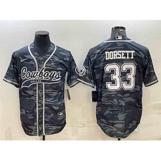Men Dallas Cowboys #33 Tony Dorsett Grey Camo With Patch Cool Base Stitched Baseball Jersey->dallas cowboys->NFL Jersey