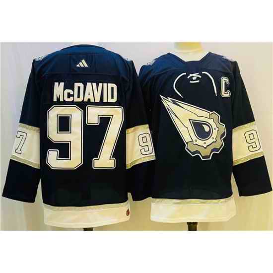 Men Edmonton Oilers #97 Connor McDavid Navy White Stitched Jersey->anaheim ducks->NHL Jersey