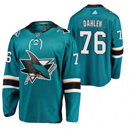 Adidas San Jose Sharks #76 Jonathan Dahlen Teal Home Authentic Stitched NHL Jersey->detroit red wings->NHL Jersey