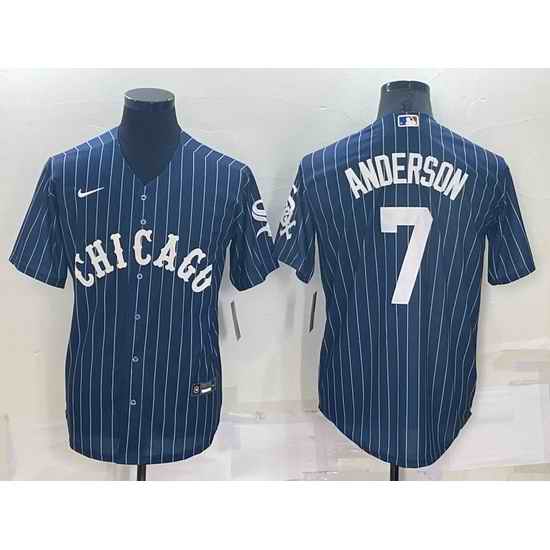 Men Chicago White Sox #7 Tim Anderson Navy Cool Base Stitched Jersey->chicago cubs->MLB Jersey