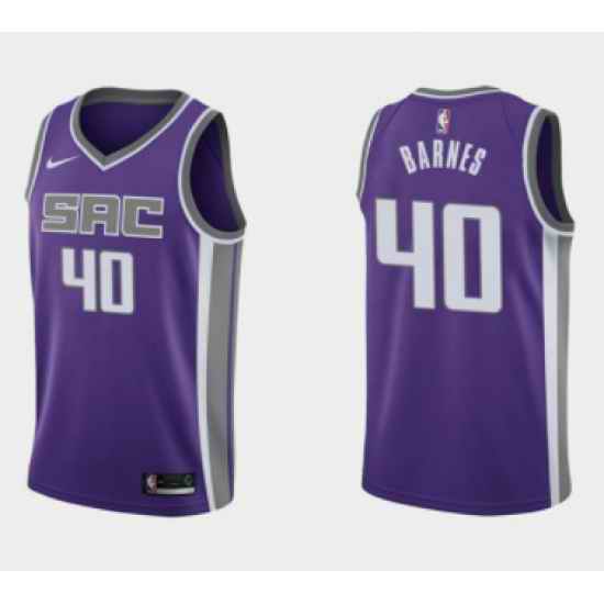 Men Sacramento Kings #40 Harrison Barnes Purple Icon Edition Stitched Basketball Jersey->san antonio spurs->NBA Jersey