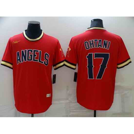 Men Los Angeles Angels #17 Shohei Ohtani Red Cool Base Stitched jersey->kansas city royals->MLB Jersey