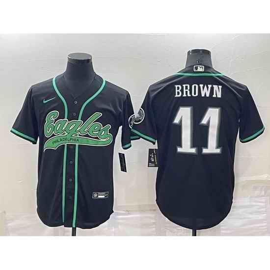 Men Philadelphia Eagles #11 A  J  Brown Black Cool Base Stitched Baseball Jersey->miami dolphins->NFL Jersey