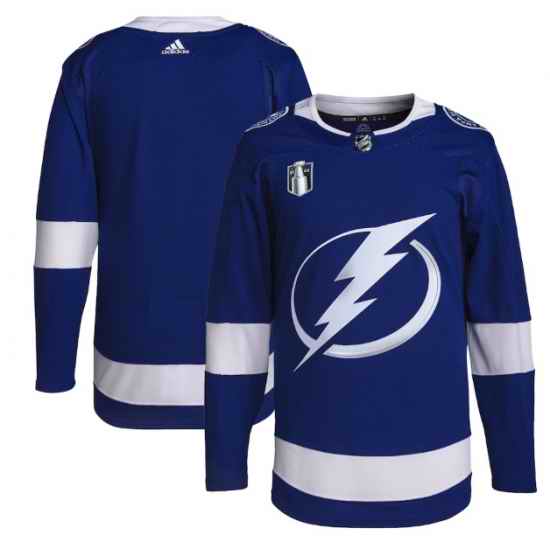 Men Tampa Bay Lightning Blank 2022 Blue Stanley Cup Final Patch Stitched Jersey->toronto maple leafs->NHL Jersey