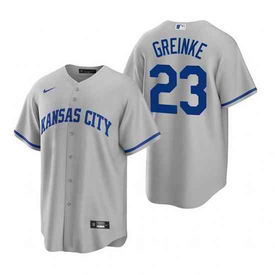 Men Kansas City Royals #23 Zack Greinke Grey Cool Base Stitched jersey->kansas city royals->MLB Jersey