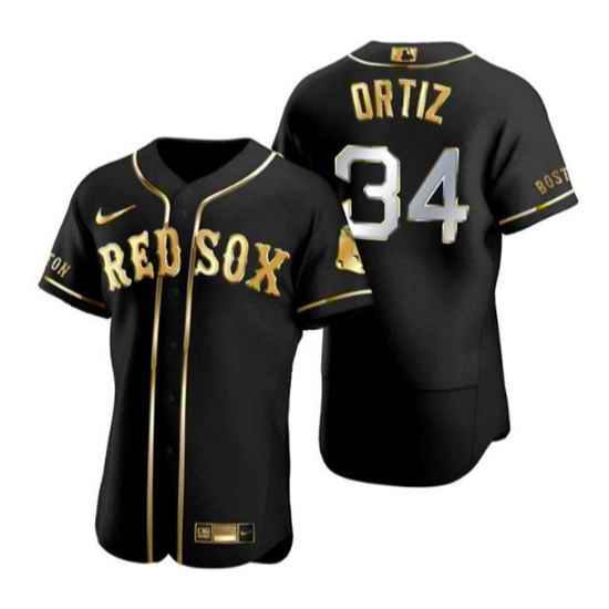 Men Boston Red Sox #34 David Ortiz Black Gold Flex Base Stitched Baseball Jersey->chicago cubs->MLB Jersey