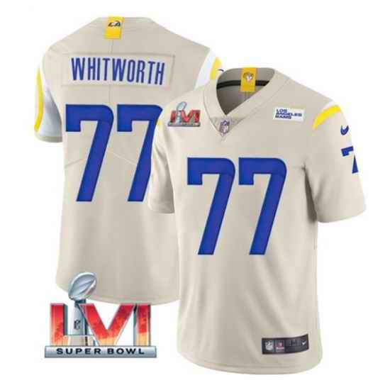 Nike Los Angeles Rams #77 Andrew Whitworth Bone 2022 Super Bowl LVI Vapor Limited Jersey->los angeles rams->NFL Jersey
