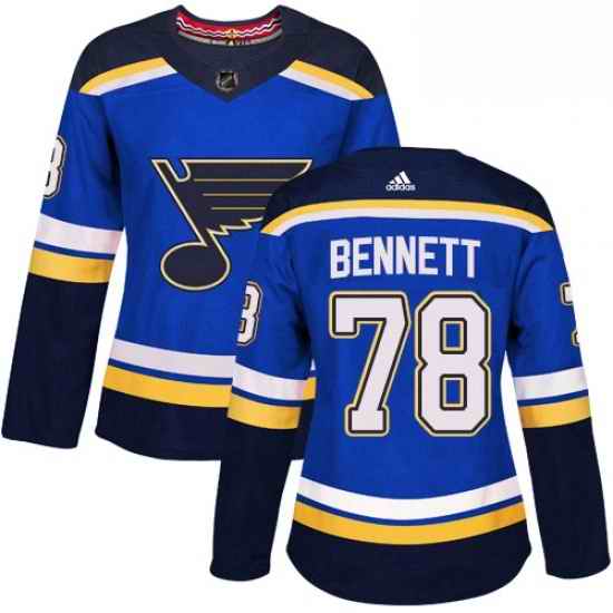Womens Adidas St Louis Blues #78 Beau Bennett Authentic Royal Blue Home NHL Jersey->women nhl jersey->Women Jersey