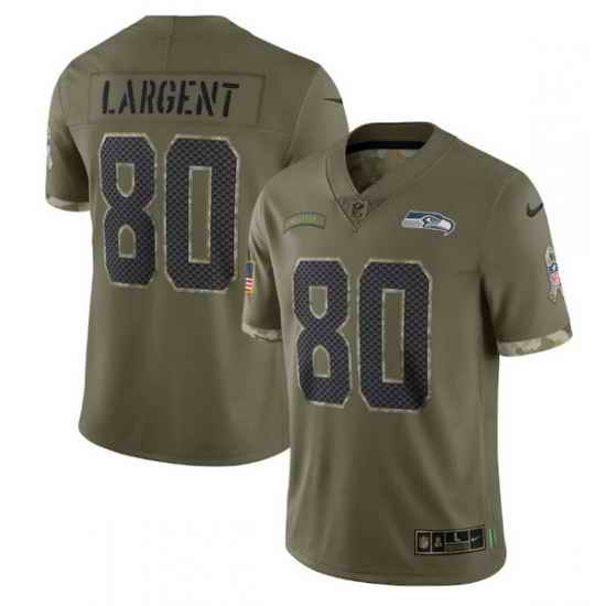 Men Seattle Seahawks #80 Steve Largent Olive 2022 Salute To Service Limited Stitched Jersey->new york giants->NFL Jersey