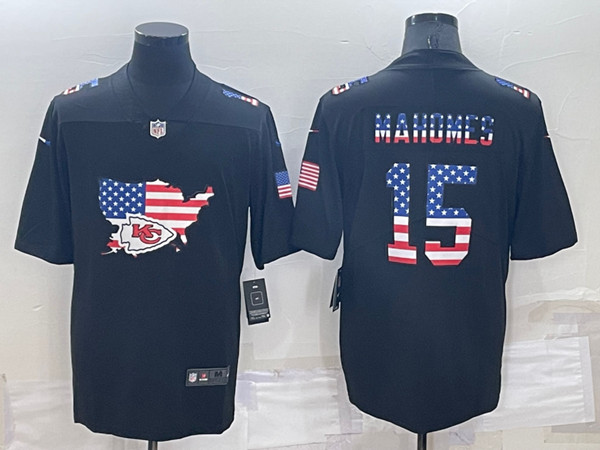 Men's Kansas City Chiefs #15 Patrick Mahomes Black USA Flag Limited Stitched Jersey->indianapolis colts->NFL Jersey