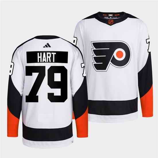 Men Philadelphia Flyers #79 Carter Hart White 2022 Reverse Retro Stitched Jersey->new york rangers->NHL Jersey
