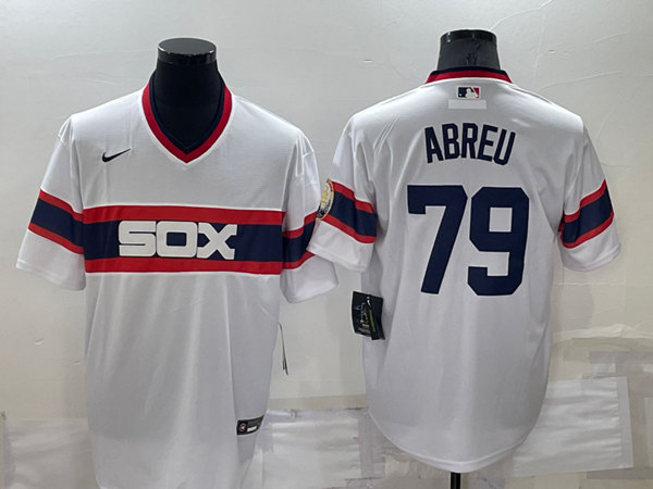 Men's Chicago White Sox #79 Jose Abreu White Throwback Cool Base Stitched Jersey->boston red sox->MLB Jersey