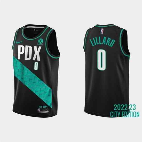 Men Portland Trail Blazers #0 Damian Lillard 2022 23 Black City Edition Stitched Basketball Jersey->sacramento kings->NBA Jersey
