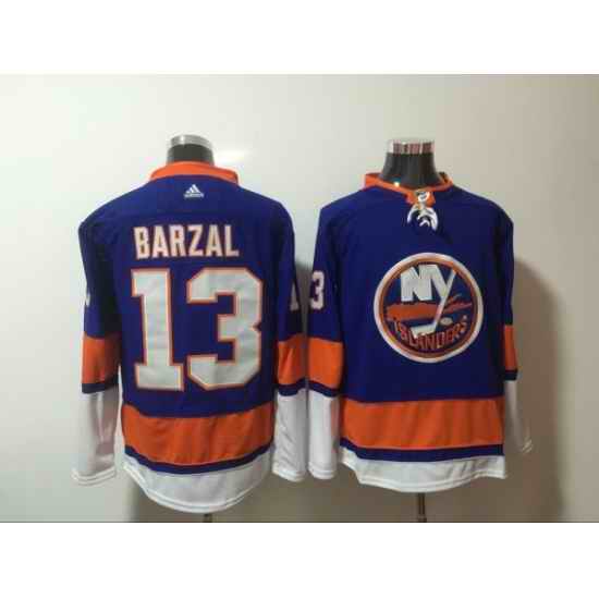 Men Adidas New York Islanders #13 Mathew Barzal Blue Stitched Jersey->los angeles kings->NHL Jersey