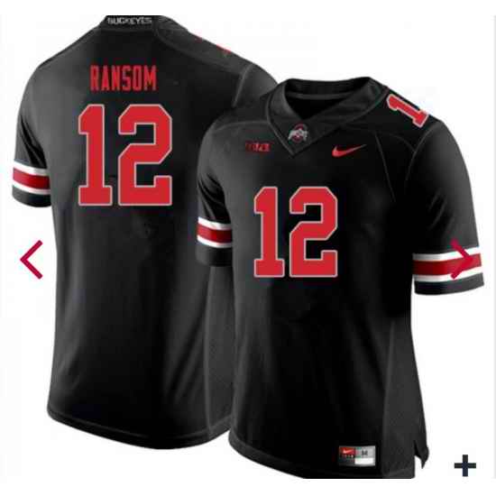 ??en Ohio State Buckeyes #12 Lathan Ransom Blackout COllege Football Jersey->los angeles angels->MLB Jersey