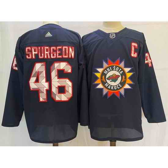 Men Minnesota Wild #46 Jared Spurgeon Navy 2022 Adidas jersey->anaheim ducks->NHL Jersey