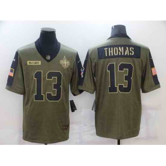 Men's New Orleans Saints #13 Michael Thomas Nike Olive 2021 Salute To Service Limited Player Jersey->new orleans saints->NFL Jersey