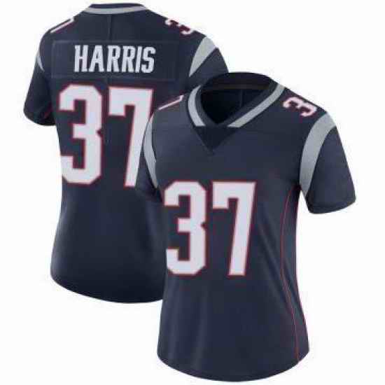 Women New England Patriots Damien Harris #37 Blue Vapor Limited Jersey->women nfl jersey->Women Jersey