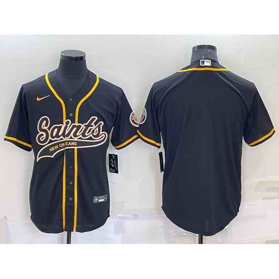 Men New Orleans Saints Blank Black Cool Base Stitched Baseball Jersey->new orleans saints->NFL Jersey