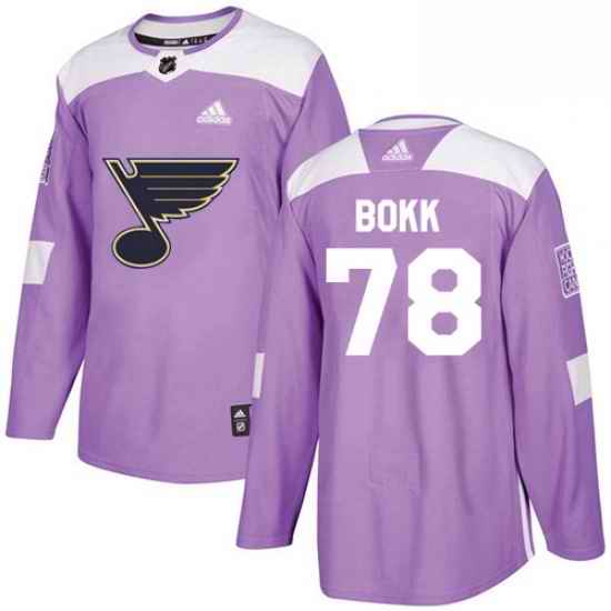 Youth Adidas St Louis Blues #78 Dominik Bokk Authentic Purple Fights Cancer Practice NHL Jersey->youth nhl jersey->Youth Jersey