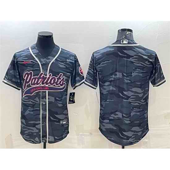 Men New England Patriots Blank Grey Camo With Patch Cool Base Stitched Baseball Jersey->new orleans saints->NFL Jersey