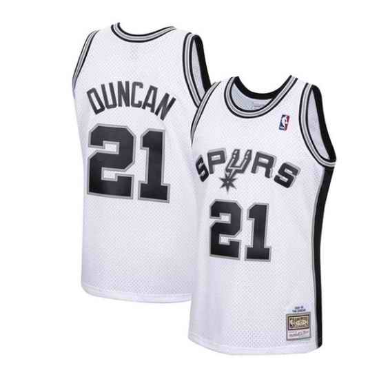Men San Antonio Spurs #21 Tim Duncan White 1998 99 Throwback Basketball Jersey->nba shorts->NBA Jersey