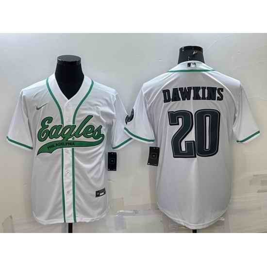 Men Philadelphia Eagles #20 Brian Dawkins White With Patch Cool Base Stitched Baseball Jersey->philadelphia eagles->NFL Jersey