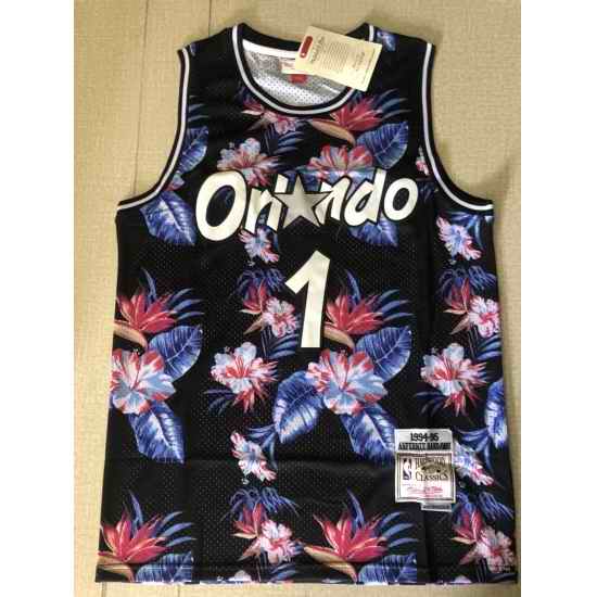Men Orlando Magic #1 Tim Hardway Black Mitchell Ness NBA Stitched Jersey->new york knicks->NBA Jersey