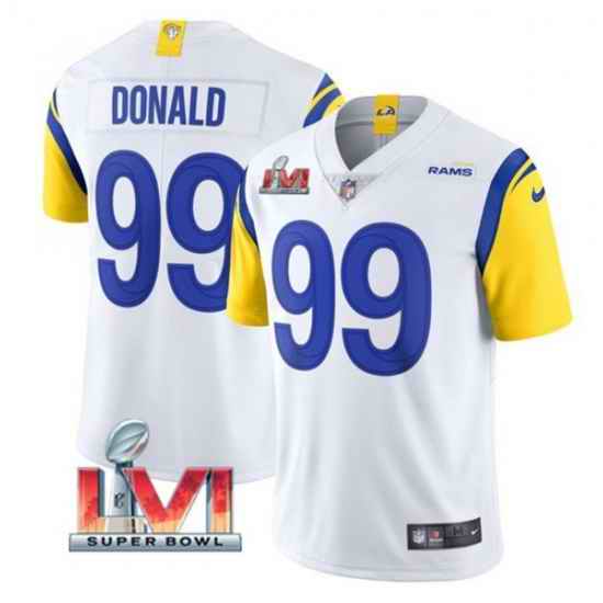 Nike Los Angeles Rams #99 Aaron Donald White 2022 Super Bowl LVI Vapor Limited Jersey->los angeles rams->NFL Jersey