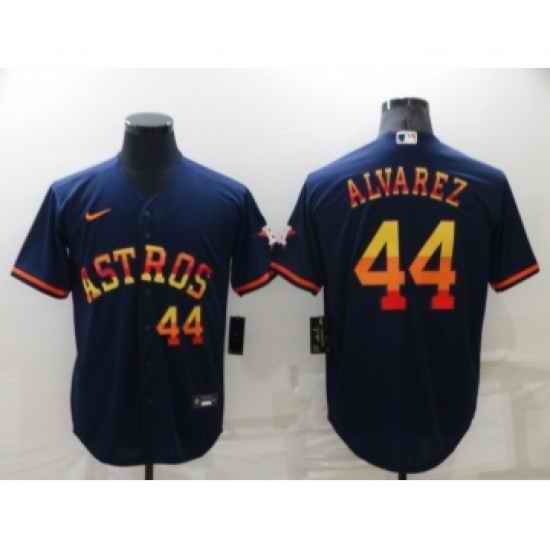 Men's Houston Astros #44 Yordan Alvarez Number Navy Blue Rainbow Stitched MLB Cool Base Nike Jersey->boston red sox->MLB Jersey