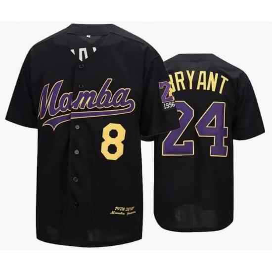 Youth Mamba #8 24 Kobe Bryant Black Base Ball Jersey->denver nuggets->NBA Jersey