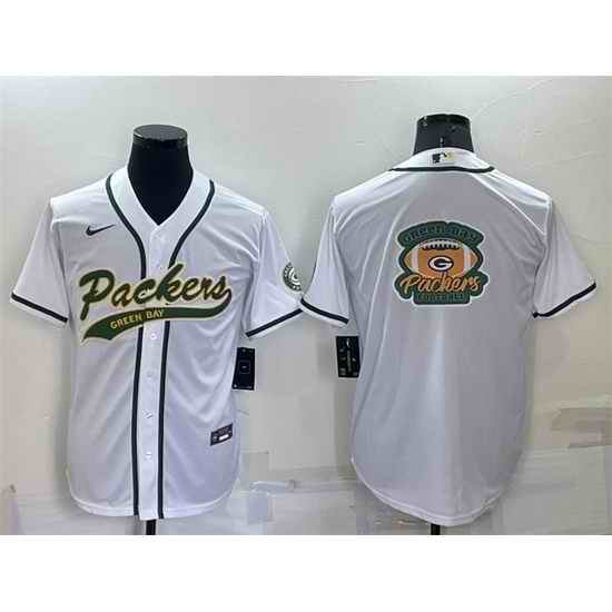 Men Green Bay Packers White Team Big Logo With Patch Cool Base Stitched Baseb->las vegas raiders->NFL Jersey