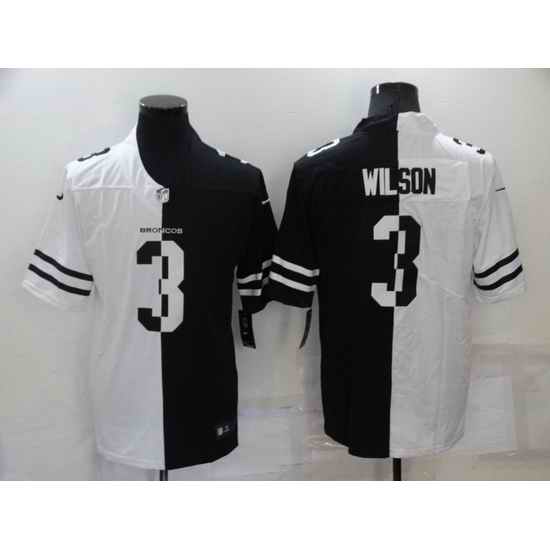 Men Denver Broncos #3 Russell Wilson White Black Split Stitched jersey->las vegas raiders->NFL Jersey