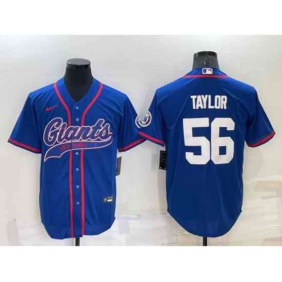 Men New York Giants #56 Lawrence Taylor Blue Cool Base Stitched Baseball Jersey->los angeles rams->NFL Jersey