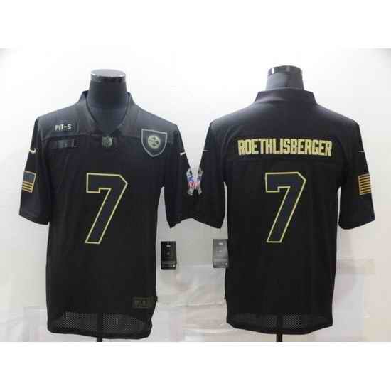 Nike Steelers  #7 Ben Roethlisberger Black 2020 Salute To Service Limited Jersey->new york jets->NFL Jersey