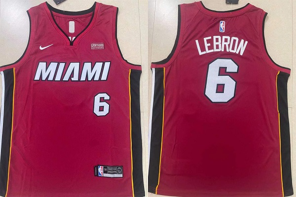 Men's Miami Heat #6 LeBron James Red Stitched Basketball Jersey->memphis grizzlies->NBA Jersey